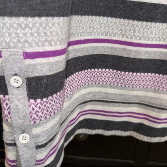 T By Talbots Sweater Women's XL Purple Gray Striped Sweatshirt Pullover Cotton - Picture 4 of 8